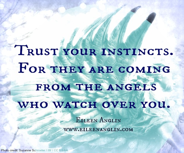 Trust your instincts. For they are coming from the angels who watch over you. ~Eileen Anglin  www.facebook.com/pages/Eileen-Anglin/102239276351  Sign up for my newsletter at: eepurl.com/Qlc0L and enjoy the free healing meditation that will put you into a place of peace, balance and elevation in five short minutes for signing up.  #angelempowerment #angelart #archangels #energyart #angelmeditations #angelhealing